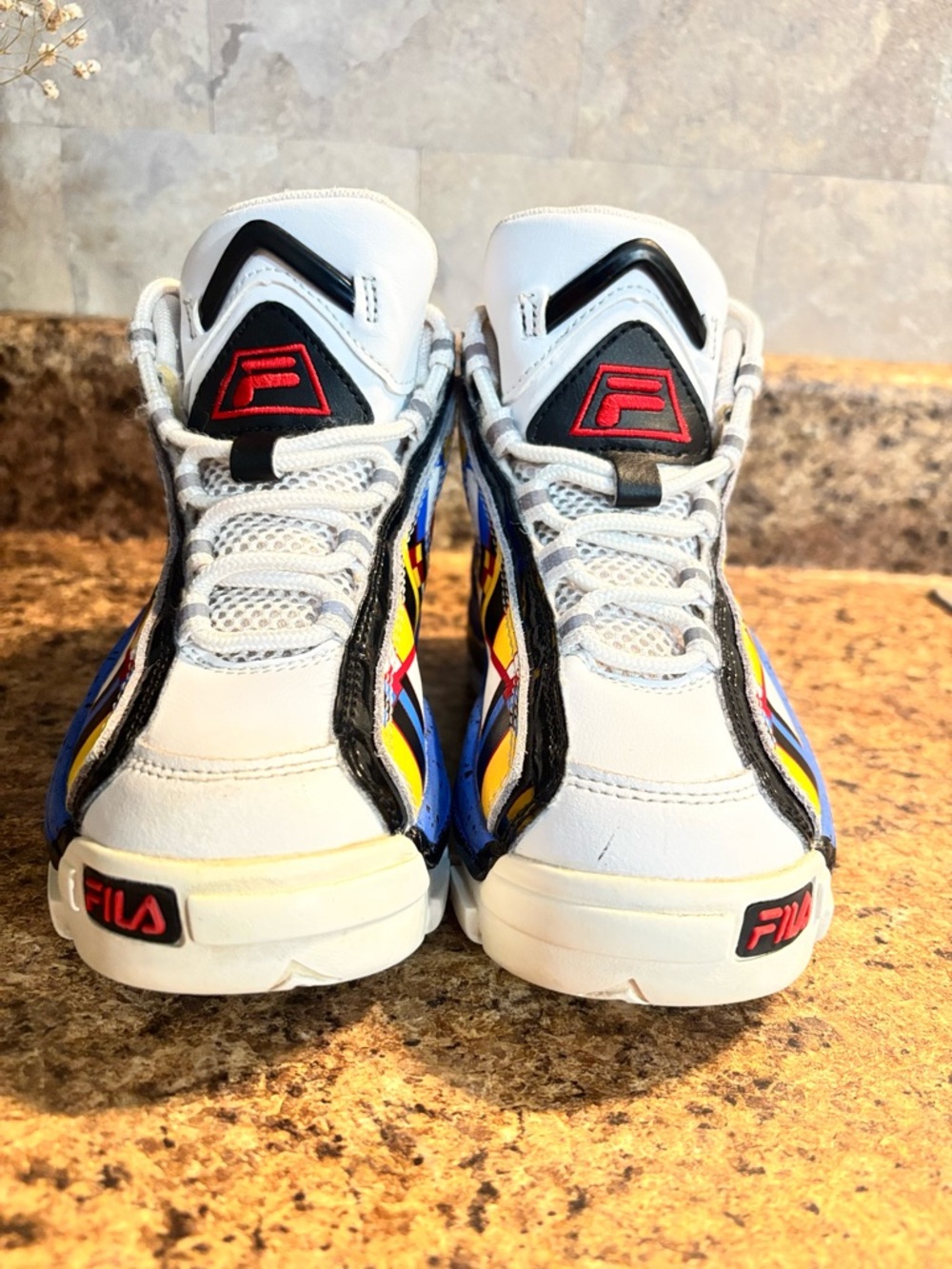 Fila Kids White Black Blue Yellow Accent Sneakers